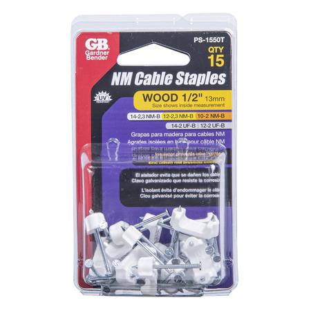 Gardner Bender Cable Staple, 12 in W Crown, PlasticPolyethylene PS-1550T